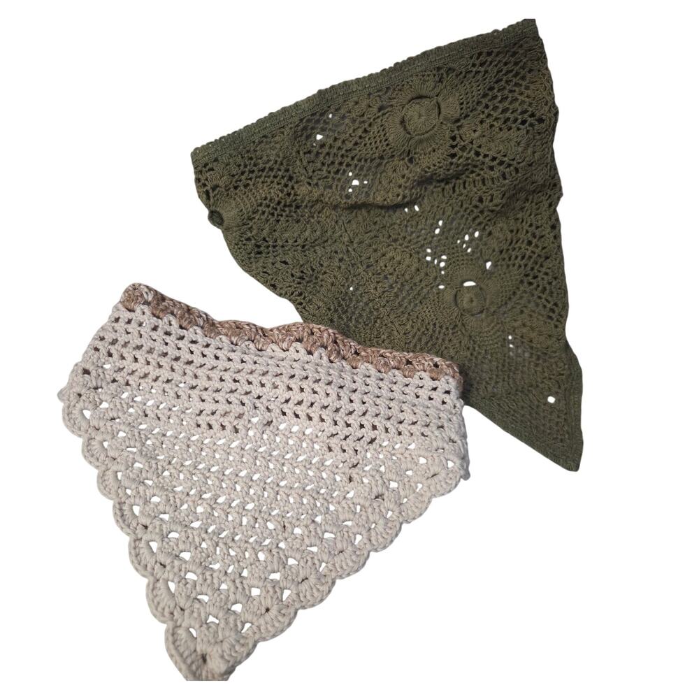 NamJosh Free People Set 2 Crochet Floral Headband Handkerchief Bohemian Hippie